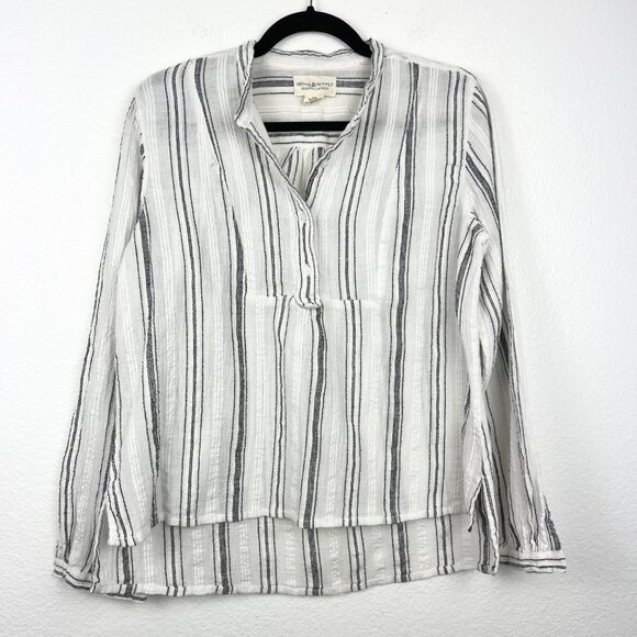 Denim & Supply Ralph Lauren Tops - RALPH LAUREN Denim & Supply White Striped Henley High Low Peasant Boho Top, M
